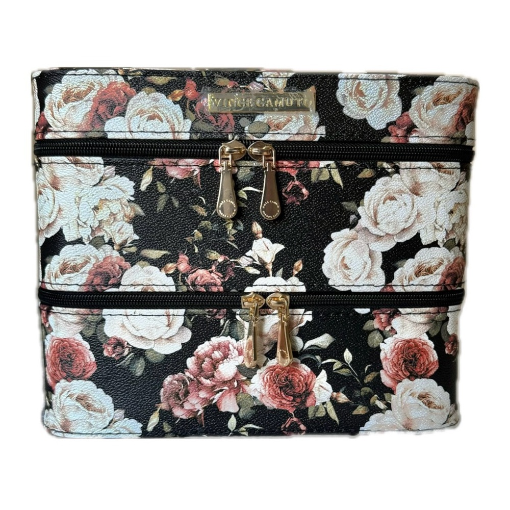 BRAND NEW Vince Camuto Black and White Floral Cosmetic or Jewelry Case